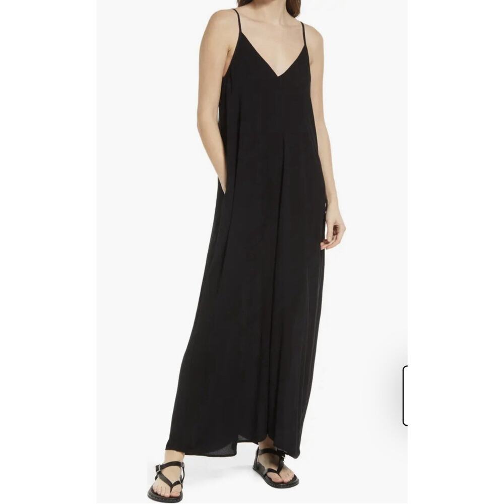 Treasure and Bond Woven Favorite Dress Black Coastal Vacation Travel Gauzy Small